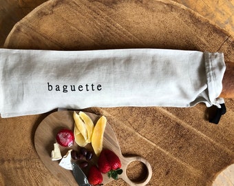 Baguette Bread Bag 100% Linen Bread Bag, Reusable Linen Bag, 3 colours-Kitchen Storage Bag, Produce Bag, French Bread Bag, Hostess Gift