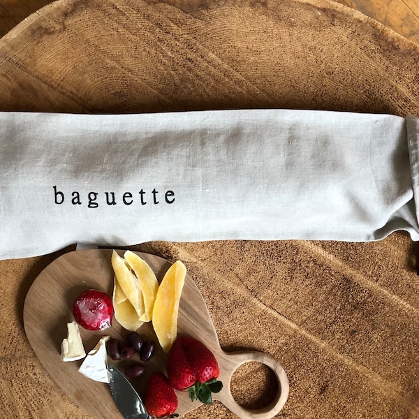 Baguette Bread Bag 100% Linen Bread Bag, Reusable Linen Bag, 3 colours-Kitchen Storage Bag, Produce Bag, French Bread Bag, Hostess Gift