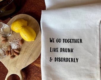 100% European Linen Tea Towel, Screen Printed Cheeky Kitchen Cloth
