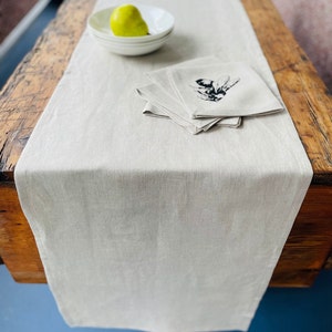 Natural 100% Linen Table Runner, Rustic Table Cloth, Farmhouse. Natural Table Décor. Custom Size Available.
