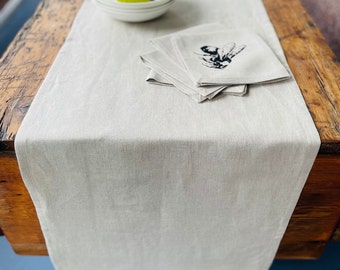 Natural 100% Linen Table Runner, Rustic Table Cloth, Farmhouse. Natural Table Décor. Custom Size Available.