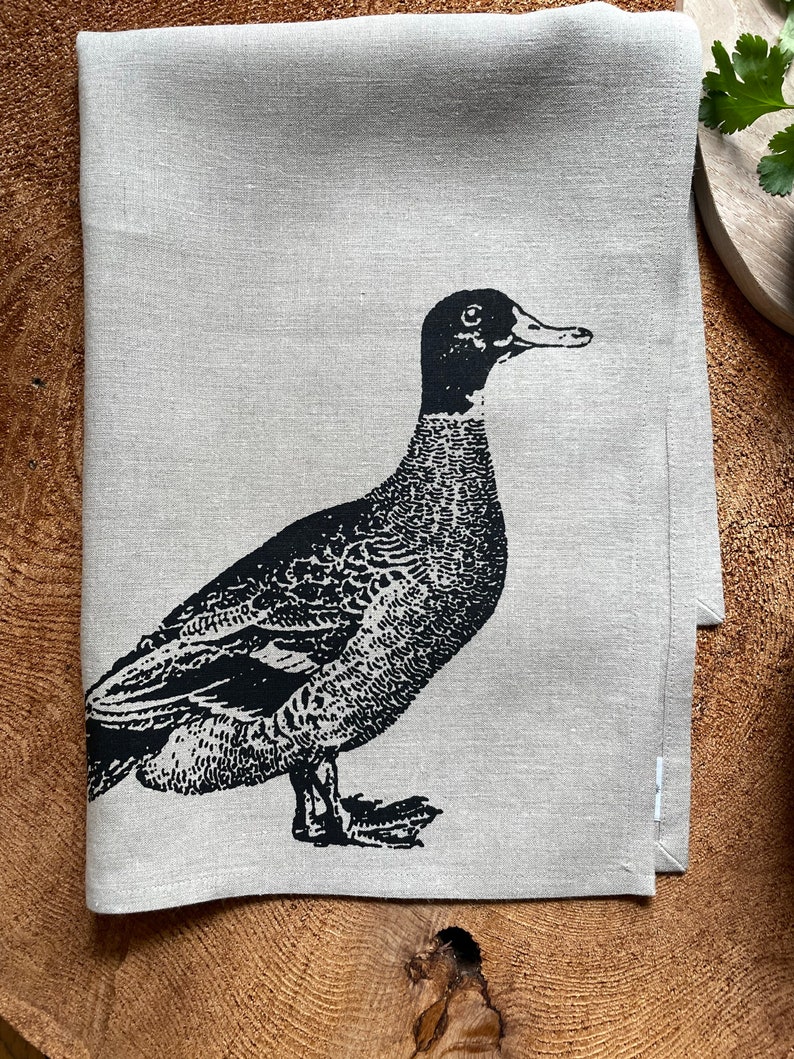 Canadiana Duck Screen Printed Tea Towel, Eco Friendly 100%Natural Linen, Hostess Gift, Mothers Day gift, Wedding Gift image 5