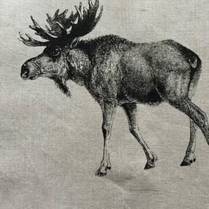 Moose Tea Towel Screen Printed onto 100% Natural Linen, Hostess Gift, Mothers Day image 3