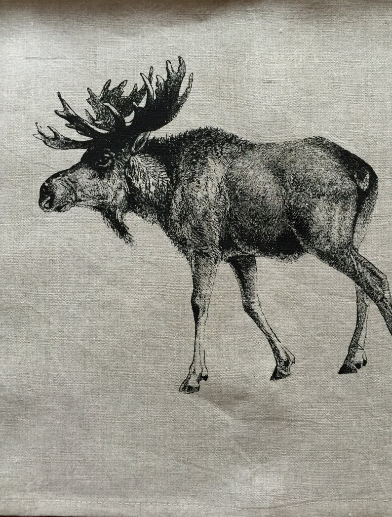 Moose Tea Towel Screen Printed onto 100% Natural Linen, Hostess Gift, Mothers Day image 3