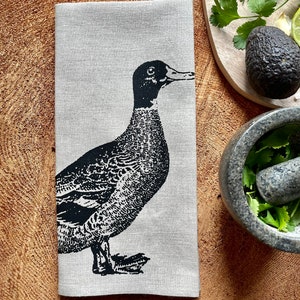 Canadiana Duck Screen Printed Tea Towel, Eco Friendly 100%Natural Linen, Hostess Gift, Mothers Day gift, Wedding Gift image 2