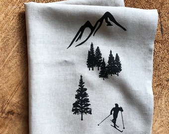 100% Linen Tea Towel ,Screen Printed by Hand, Kitchen Drying Towel, Kitchen Décor, Eco Cloth