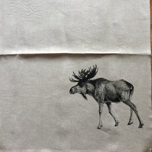 Moose Tea Towel Screen Printed onto 100% Natural Linen, Hostess Gift, Mothers Day image 2