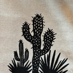 100% Pre Washed Linen Screen Printed Cactus Cocktail Napkins, Set of Four , Hostress Gift, Summer Party Decor image 4