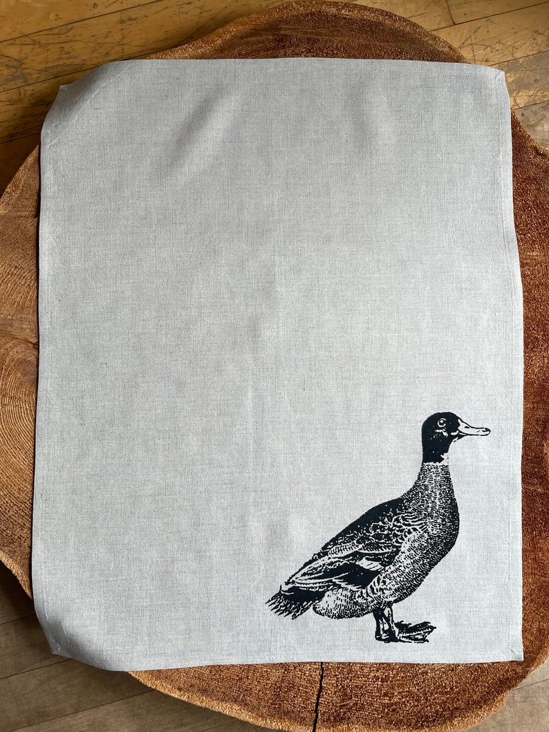 Canadiana Duck Screen Printed Tea Towel, Eco Friendly 100%Natural Linen, Hostess Gift, Mothers Day gift, Wedding Gift image 3