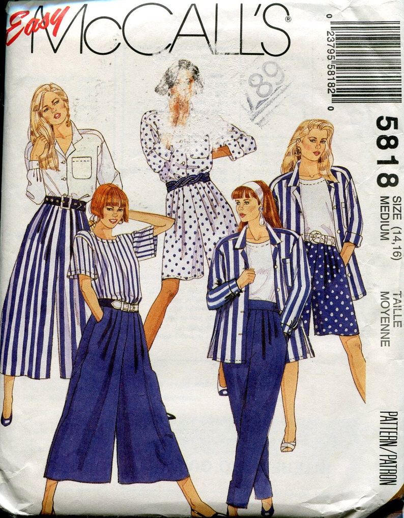 UNCUT Vintage McCalls Sewing Pattern Misses Loose Fitting Top Split Skirt 6491