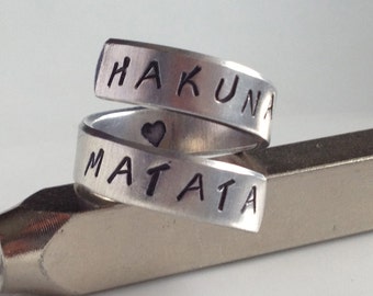 Gift Under 20 Hakuna Matata Lion King Inspired Aluminum Spiral Ring