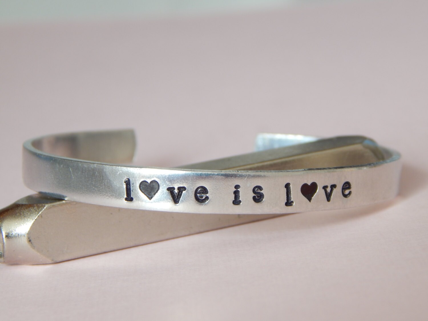 Love Is Love Bracelet Pure Aluminum Inspirational Gift Gift Etsy
