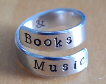 Books & Music Wrap Ring