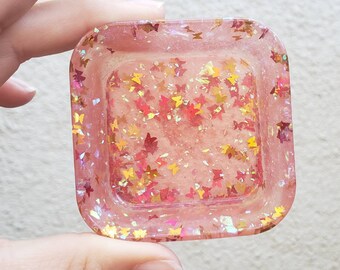 Light blue resin jewellery dish with gold foil centre