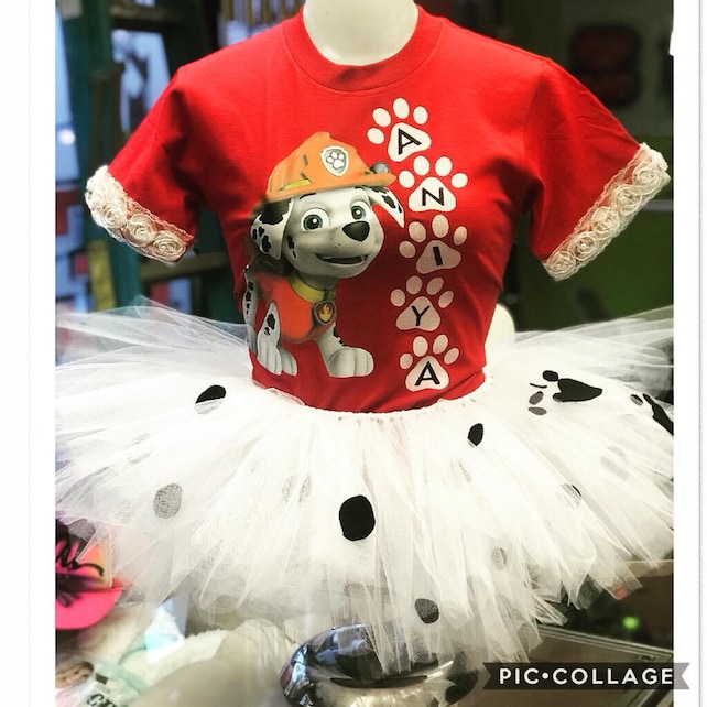 image 0 image 1 image 2 image 3 🔎zoom Custom Marshall Paw Patrol T-Shirt and Tutu Outfit