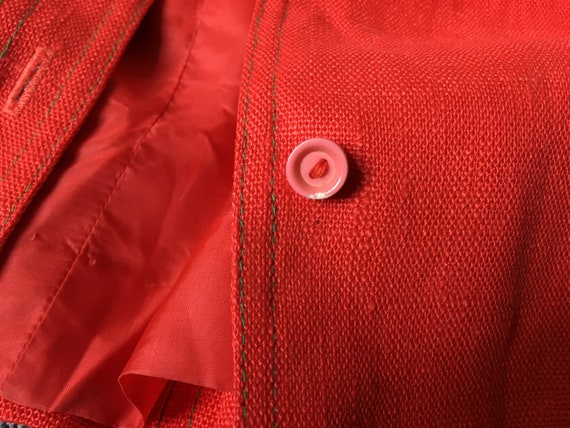 1970's vintage albert nipon poppy red linen shirt… - image 6