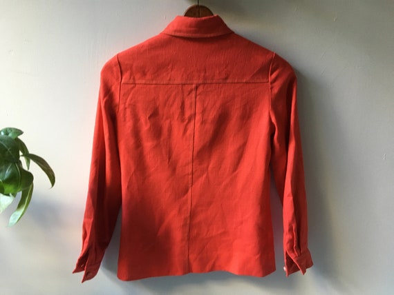 1970's vintage albert nipon poppy red linen shirt… - image 4