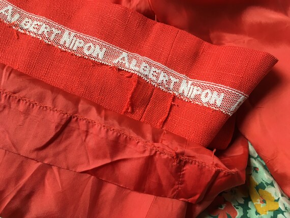 1970's vintage albert nipon poppy red linen shirt… - image 7