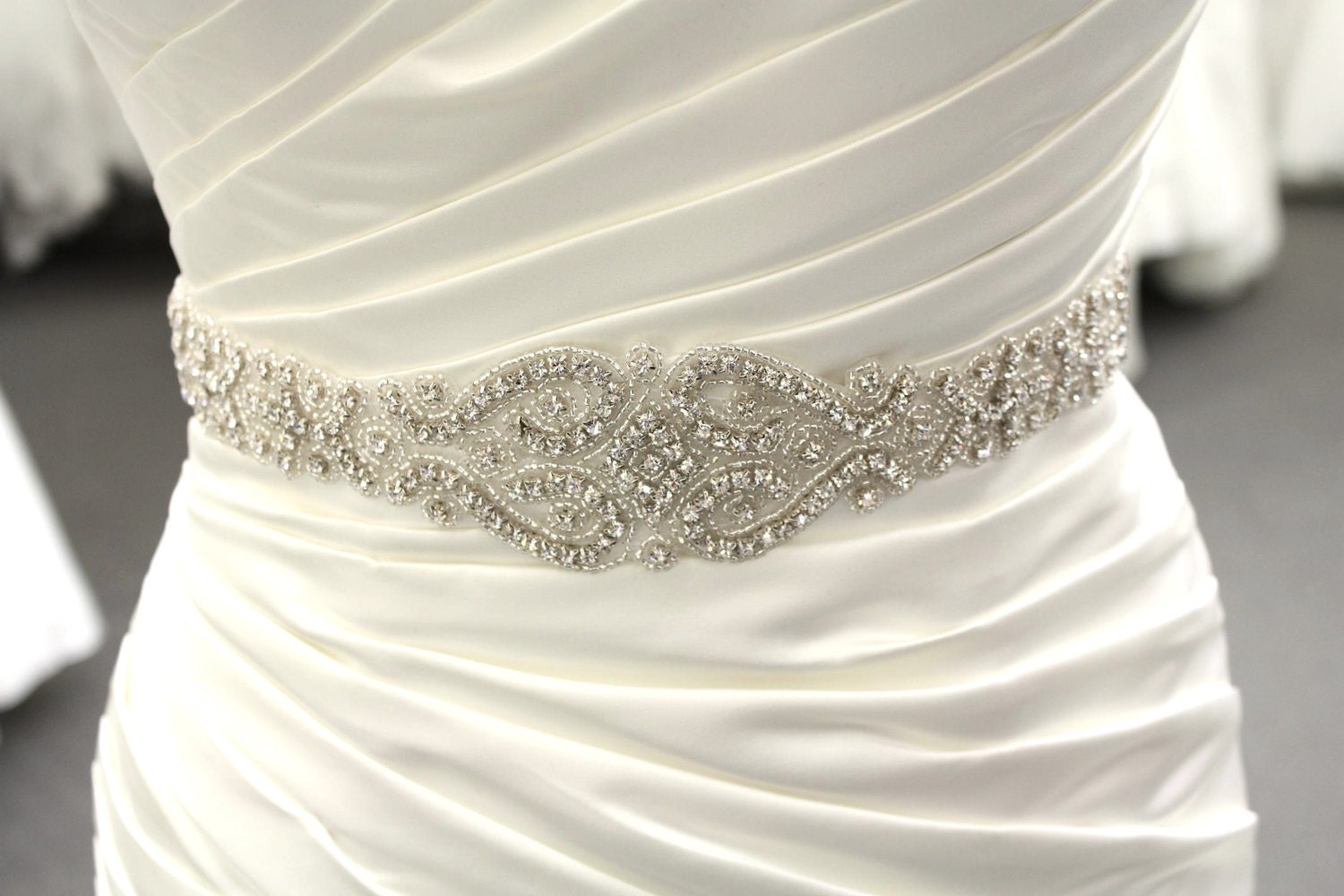 Rhinestone and crystal appliqué belt Beaded Rhinestone Belt Etsy