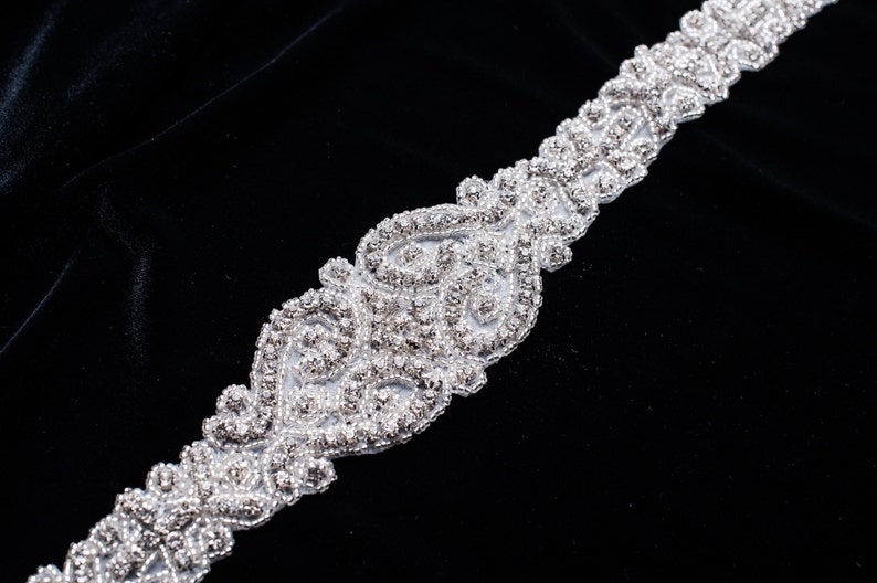 27 Rhinestone and beaded applique trim bridal Etsy