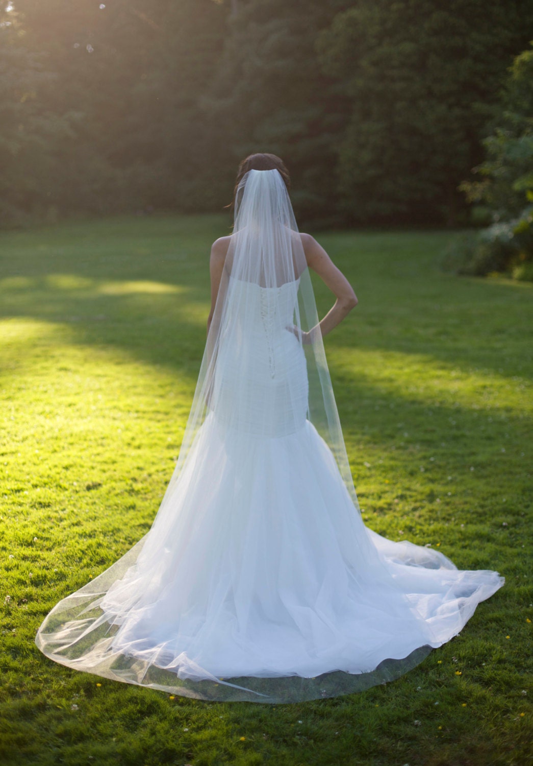 Twigs & Honey Pearl Bridal Veil - Pearl Chapel Train Veil - Style #968 Cathedral (108)