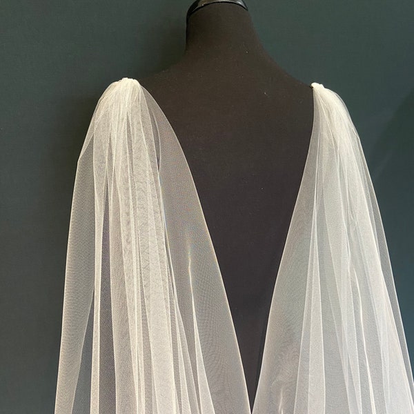 Cape veil, Cathedral cape veil, Chapel Cape veil, bridal cape veil, wedding cape veil, cape veil with raw edge, wing veil.