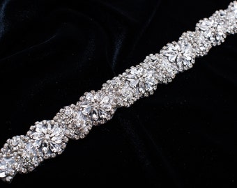 15" Rhinestone trim, Rhinestone applique, rhinestone sash, Jewelled applique, Bridal belt, Prom, bridesmaids, Bridal Accessories DIY