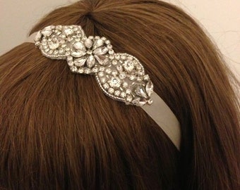 Jewelled rhinestone headband, Bridal headband, Crystal and rhinestone headband, crystals and beaded headband, Bridal Accessories