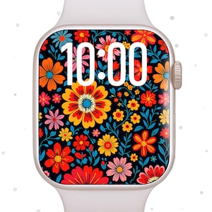 Retro Blumen Apple Watch Wallpaper, Blumen Apple Watch Hintergrund, buntes Apple Watch Face