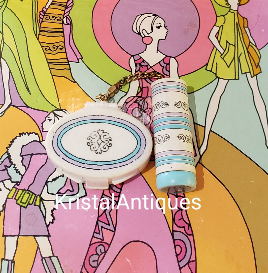 Vintage Yardley Blush and Brush London Look Mod Mini Compact Pink SEE