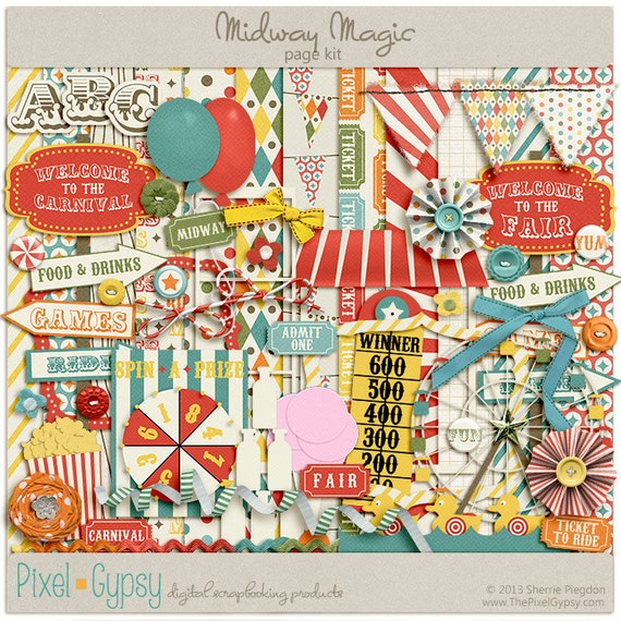 Digital Scrapbooking Page Kit for Fair Carnival Festival Etsy