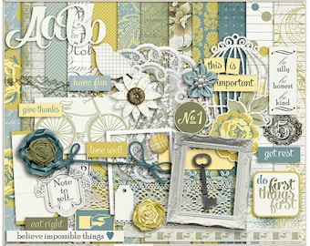 Notes To Self Digital Kit - Digital Scrapbooking Page Kit for all about me, project life, notes, affirmations - INSTANT DOWNLOAD