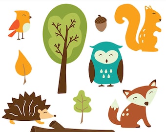 Woodland Animals Clipart Clip Art Commercial & Personal Use, CU - INSTANT DOWNLOAD