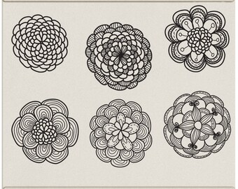 Doodle Flowers 2 Digital Stamps - Digital doodled flower stamps for scrapbooking, cards, journaling INSTANT DOWNLOAD