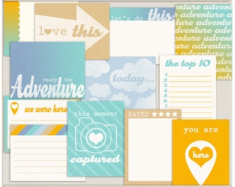 Digital Scrapbooking Printable Project Life Cards for Travel, Adventure, Vacation - Ready For Adventure Journal Cards - INSTANT DOWNLOAD