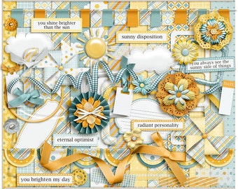 The Sunny Side Digital Kit - Digital Scrapbooking Page Kit INSTANT DOWNLOAD