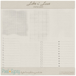 Lists n&#39; Lines Digital Stamps - Digital Scrapbooking Stamps INSTANT DOWNLOAD