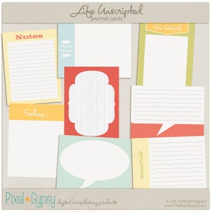 Life Unscripted Journal Cards - Digital Scrapbooking Project Life Cards INSTANT DOWNLOAD
