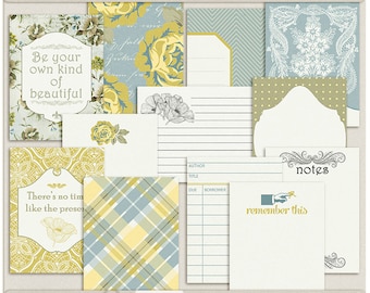 Notes To Self Digital Journal Cards - Digital Scrapbooking Project Life Cards for all about me, notes, affirmations - INSTANT DOWNLOAD