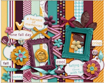 Digital Scrapbooking Mini Kit for fall, autumn, everyday - Fall Softly Digital Mini - INSTANT DOWNLOAD