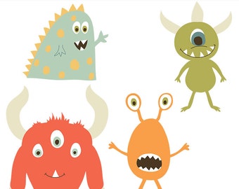 Monsters Clipart Clip Art Commercial & Personal Use, CU - INSTANT DOWNLOAD