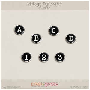 Vintage Typewriter Digital Alpha - Digital Scrapbooking Alpha INSTANT DOWNLOAD