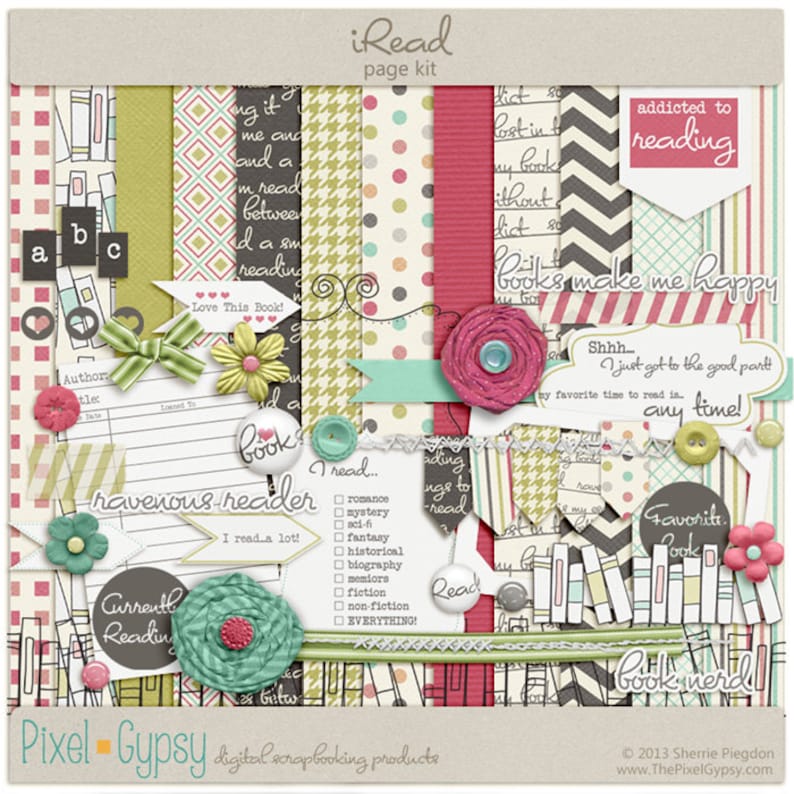 Iread Digital Scrapbooking Page Kit for Reading, Book Club, Books