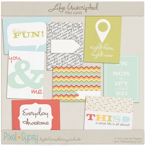 Life Unscripted Filler Cards - Progetto di scrapbooking digitale Life Cards DOWNLOAD IMMEDIATO