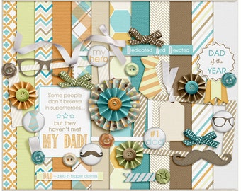 Digital Scrapbooking Mini Kit for dads, fathers, grandfathers - Daddy-O Digital Mini Kit- INSTANT DOWNLOAD