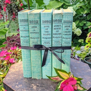 Anne of Green Gables books, set of Anne of Green Gables,  L M Montgomery, green vintage books, decorative books, girl&#39;s books, coming of age