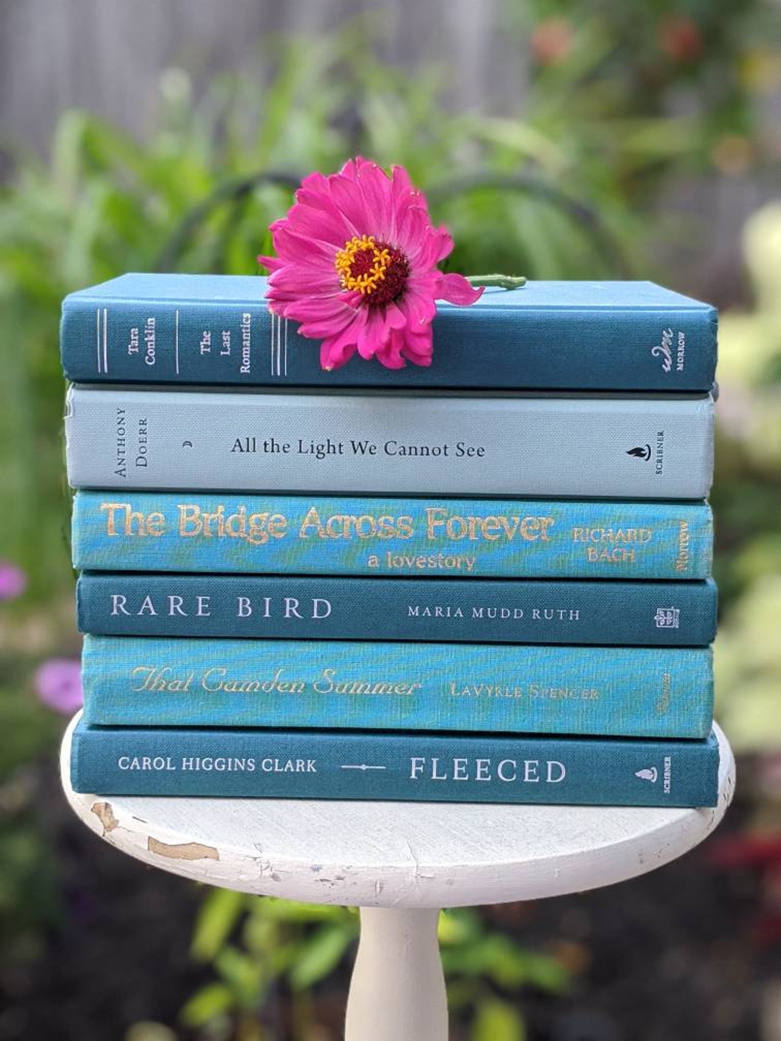 Turquoise books blue green books dark teal books for staging Etsy