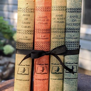 Anne of Green Gables book series, set of four, LM Montgomery, kindred spirits, Anne with an E, first love, vintage Tweed books, Anne