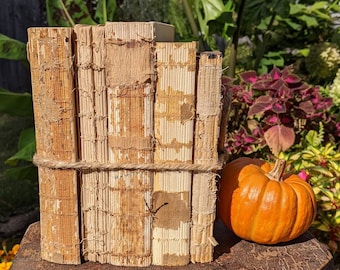 Rustic Coverless Vintage Books - Farmhouse Centerpiece Display