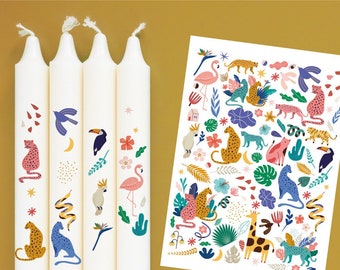 DIN A4 - Tattoo foil - Wild Animals - for candles / ceramics - 021